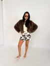 Cream & Brown Animal Print Mini Skirt