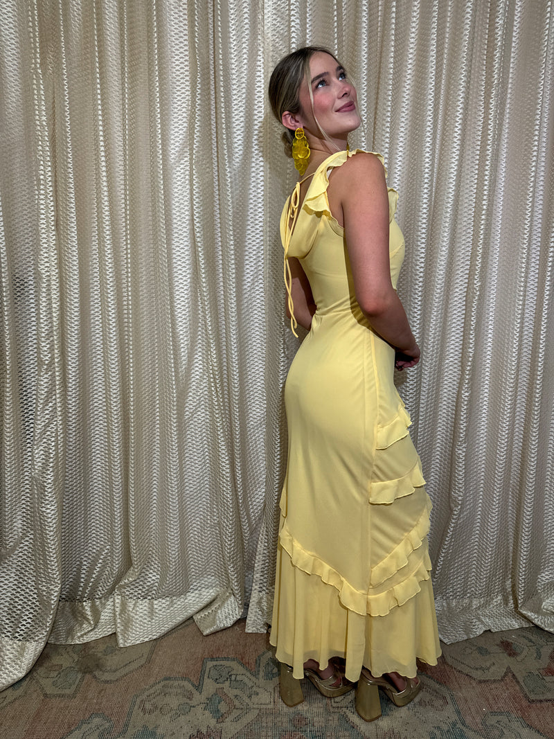Lemon Ruffle Long Dress