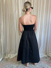 Black Strapless Twist Front Maxi Dress