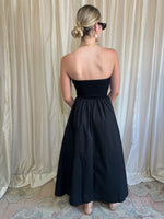Black Strapless Twist Front Maxi Dress