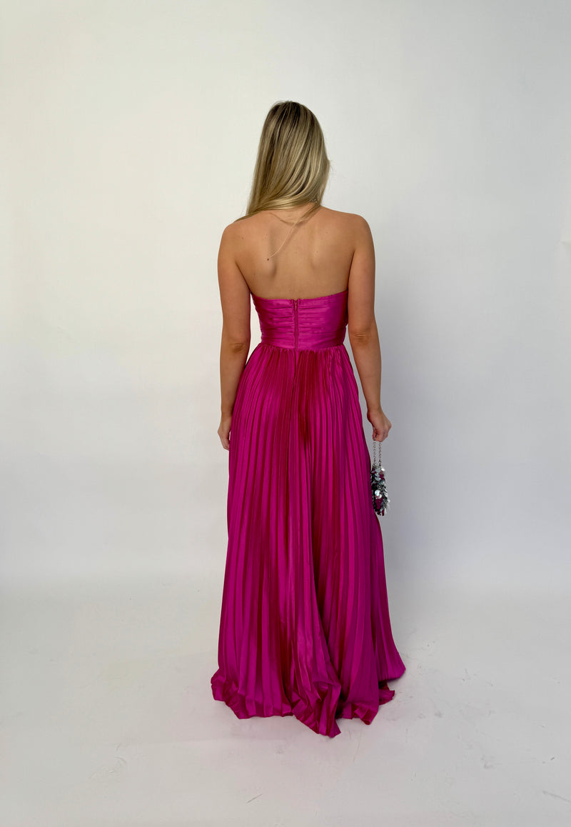 Magenta Pleated Gown