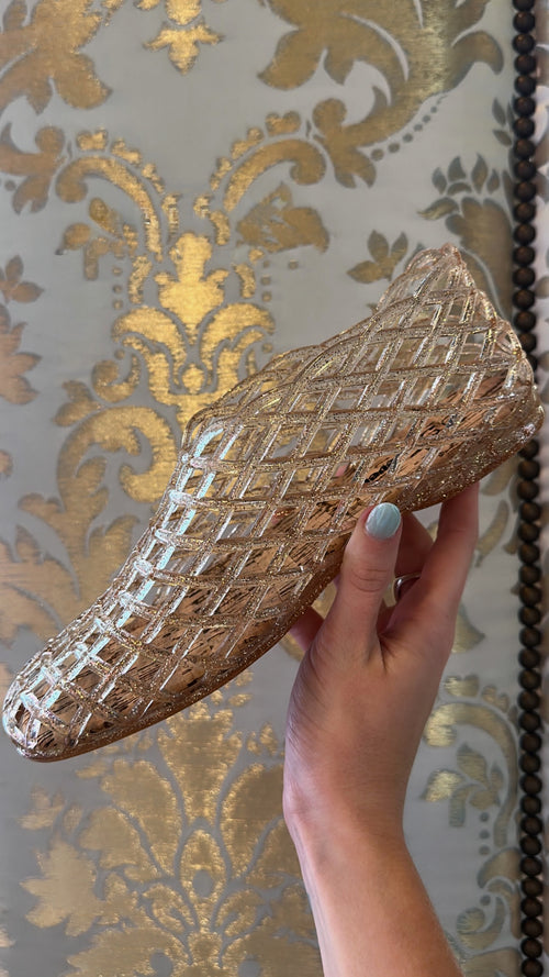 Gold Glitter Jelly Flats