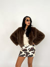 Cream & Brown Animal Print Mini Skirt