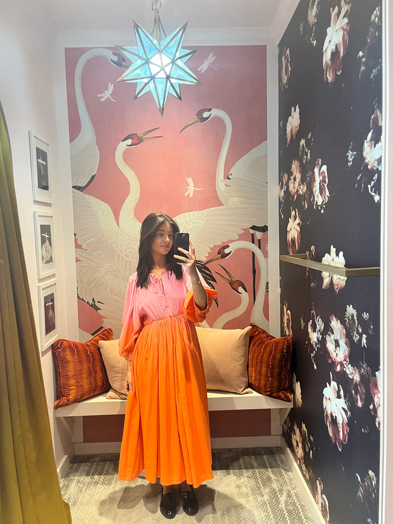 Pink & Orange Ombre Long Dress