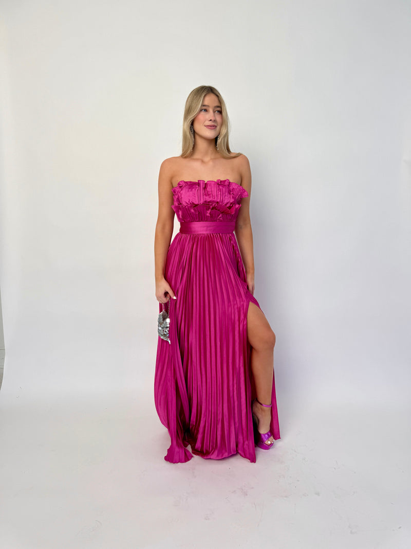 Magenta Pleated Gown