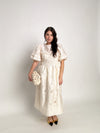 Ivory Jacquard Midi Dress