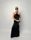 Black Halter Tie Maxi Dress