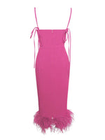 Fuchsia Feather Midi Dress