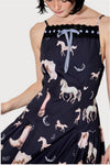 Western Print Drop Waist Midi Dress