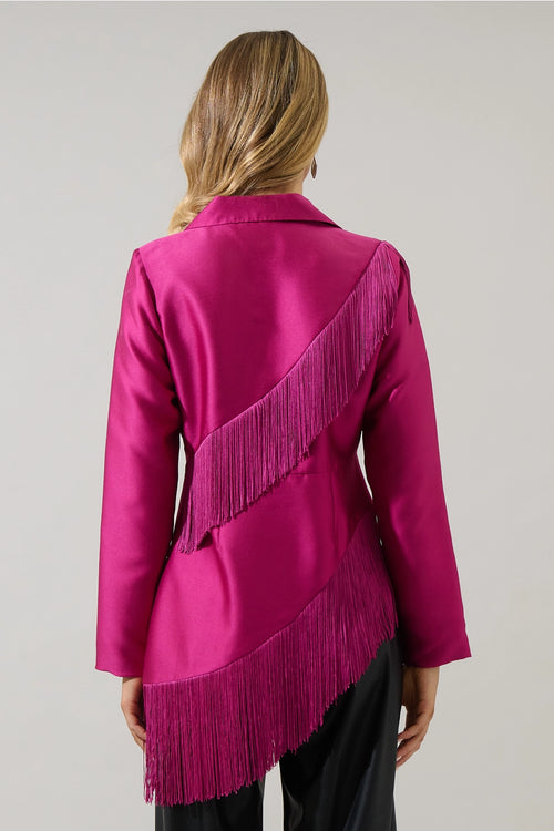 Magenta Festive Fringe Blazer Jacket