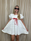 Red Ribbon & Lace Babydoll Dress