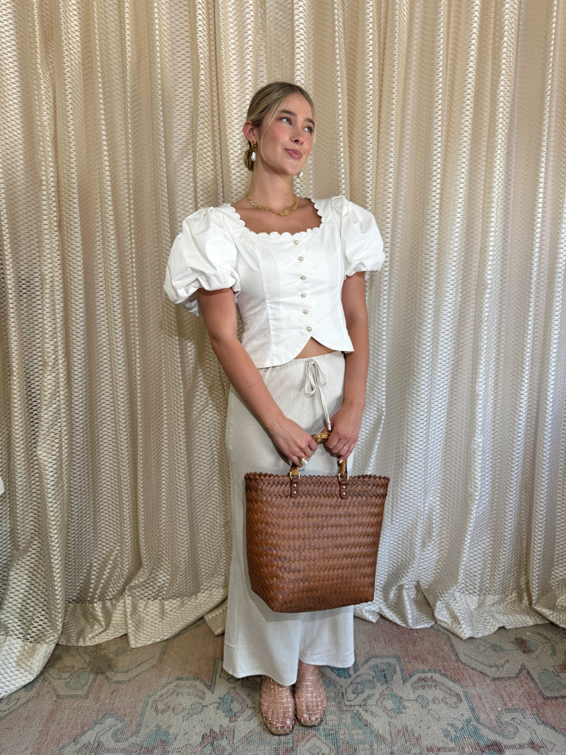 Eliza White Scalloped Blouse
