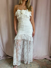 White Lace Rosette Gown