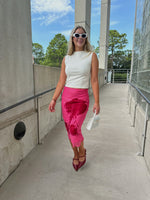 Pink & Red Rose Midi Skirt