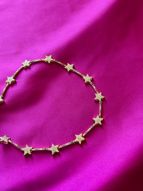 Rainbow Rhinestone Star Necklace