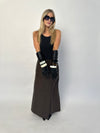 Mocha Leather Maxi Skirt