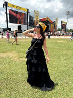 Black Ruffled Top & Maxi Skirt Set