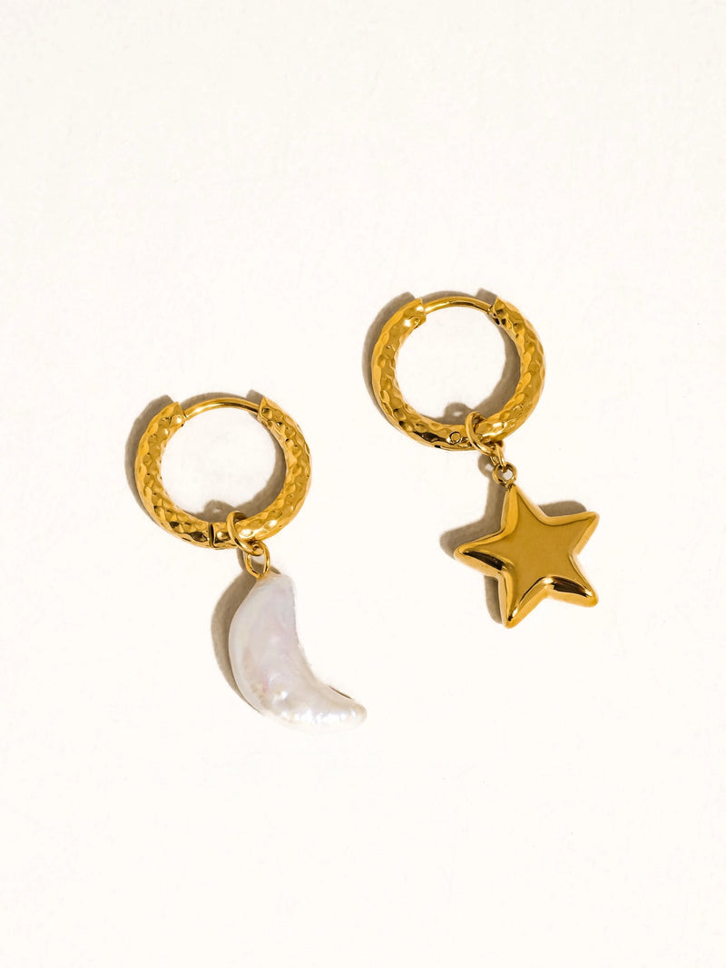 Midnight Hoop & Charm Earrings