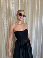 Black Strapless Twist Front Maxi Dress