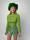 Green Cut Out Heart Top