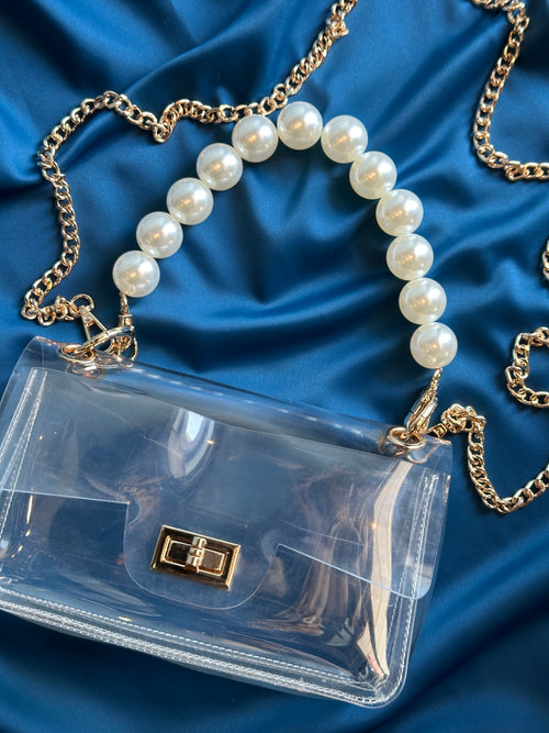 Pearl Handled Clear Purse