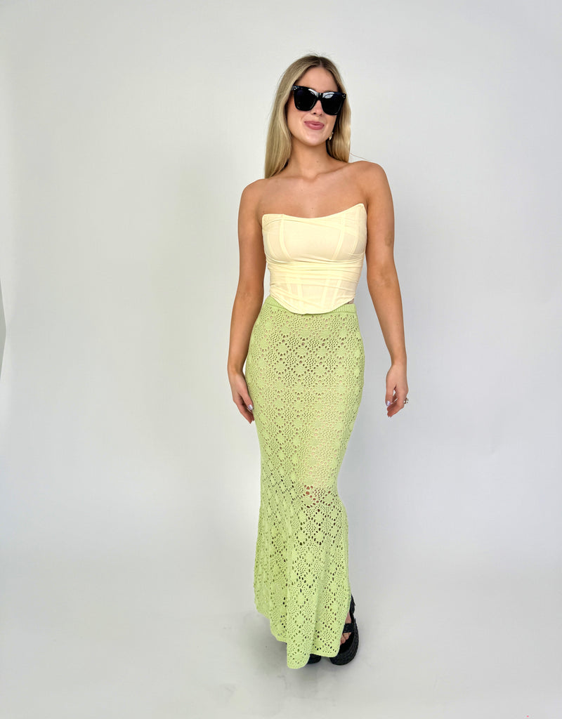 Matcha Crochet Maxi Skirt