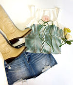 McKenna Green Striped Top