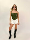 Olive Faux Leather Corset Top