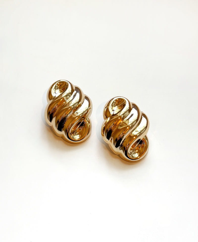 Large Golden Croissant Earrings