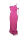 Fuchsia Feather Midi Dress