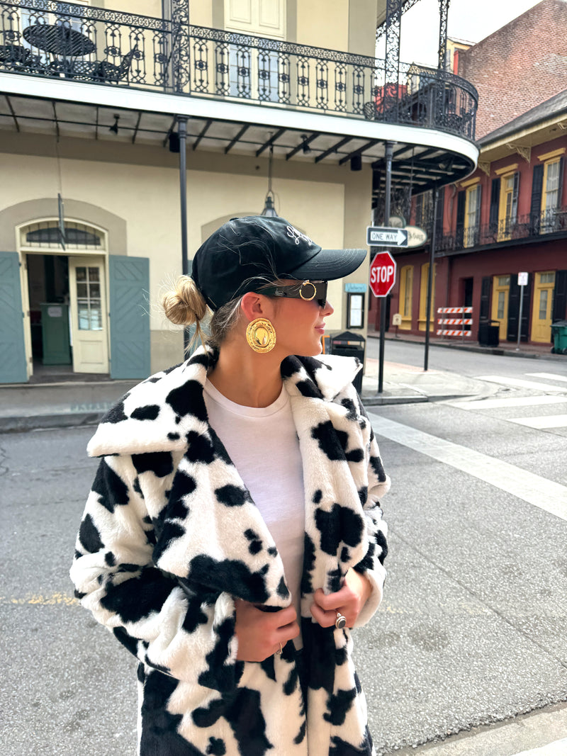 Cow Printed Long Coat