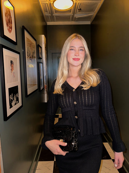 Black Peplum Skirt Set