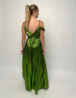 Metallic Green Pleated Gown