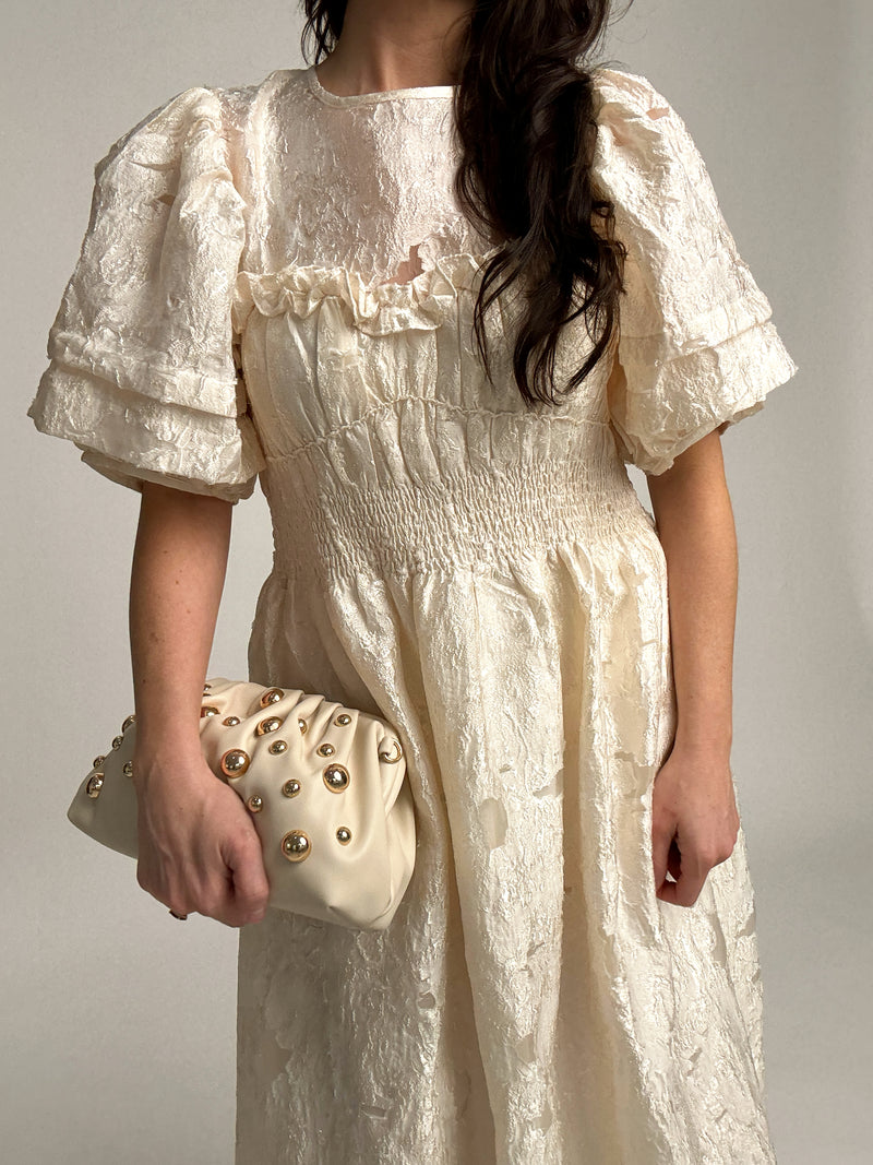 Ivory Jacquard Midi Dress