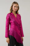 Magenta Festive Fringe Blazer Jacket