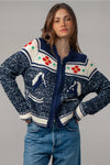 Floral Horse Zip Up Sweater