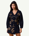 Black and Gold Embroidered Jacket Top
