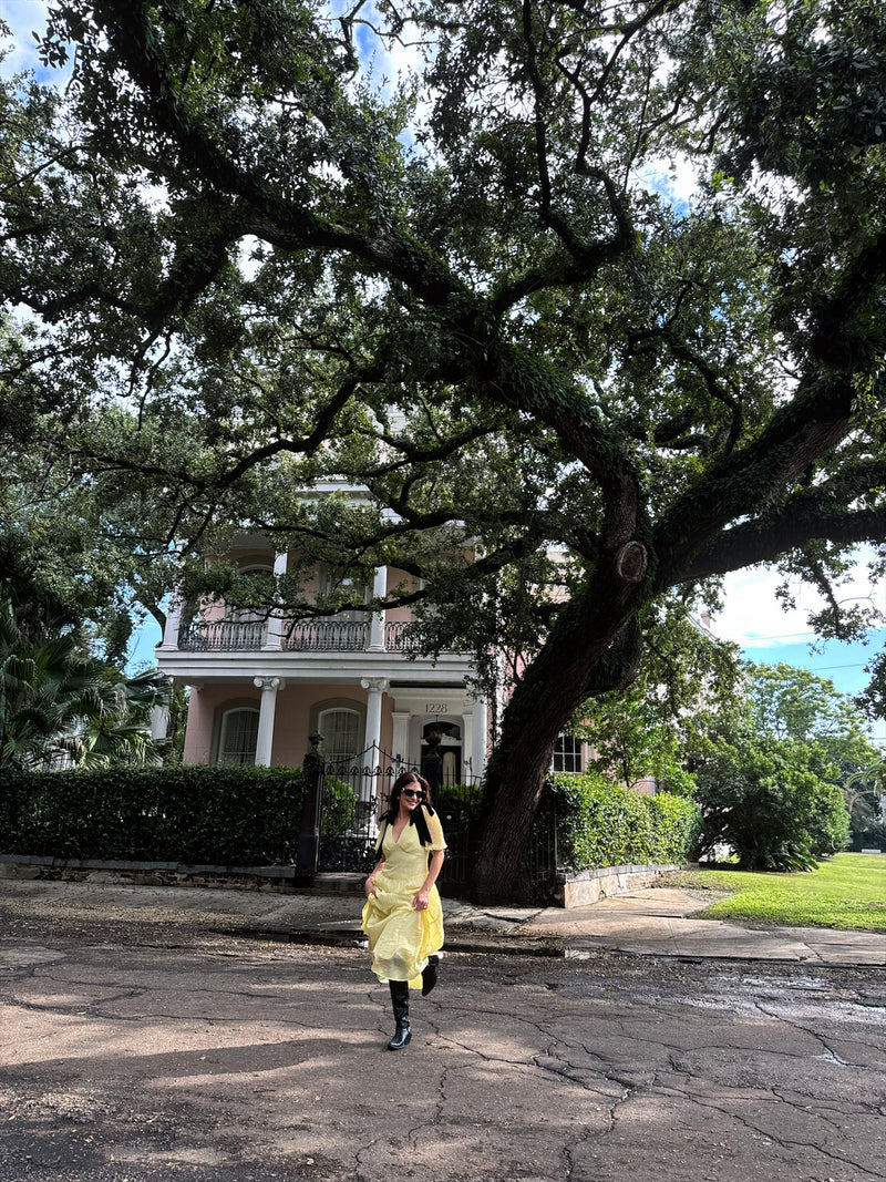 Yellow Puffy Sleeve Maxi Dress