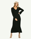 Black Ribbed Knit Maxi Dress