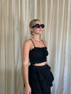 Black Ruffled Top & Maxi Skirt Set