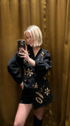 Black and Gold Embroidered Jacket Top