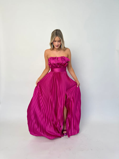 Magenta Pleated Gown