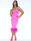 Fuchsia Feather Midi Dress