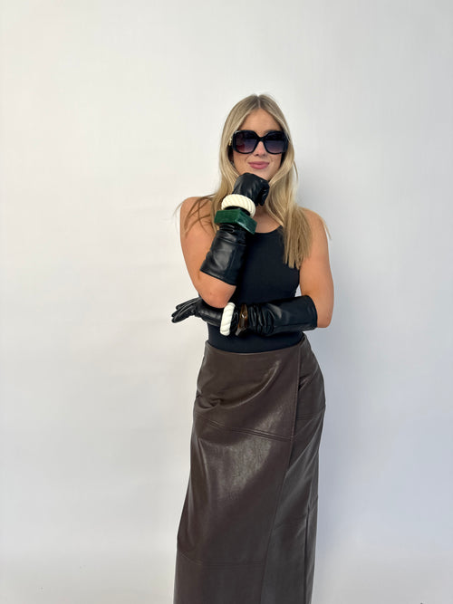 Mocha Leather Maxi Skirt