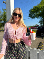Pink Knit Crochet Top