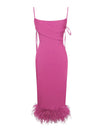 Fuchsia Feather Midi Dress