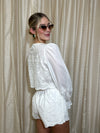 Eyelet Heart Tie Front Top