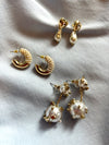 Golden Pearl Hoops