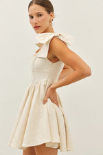 Ivory Jacquard Bow Dress