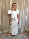 Beachside Natural Linen Midi Skirt